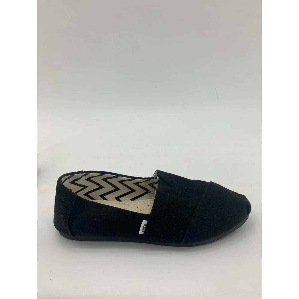 TOMS‎ Alpargata 10017716 Flats Women's US 6 Black Cotton Canvas Slip On Shoes